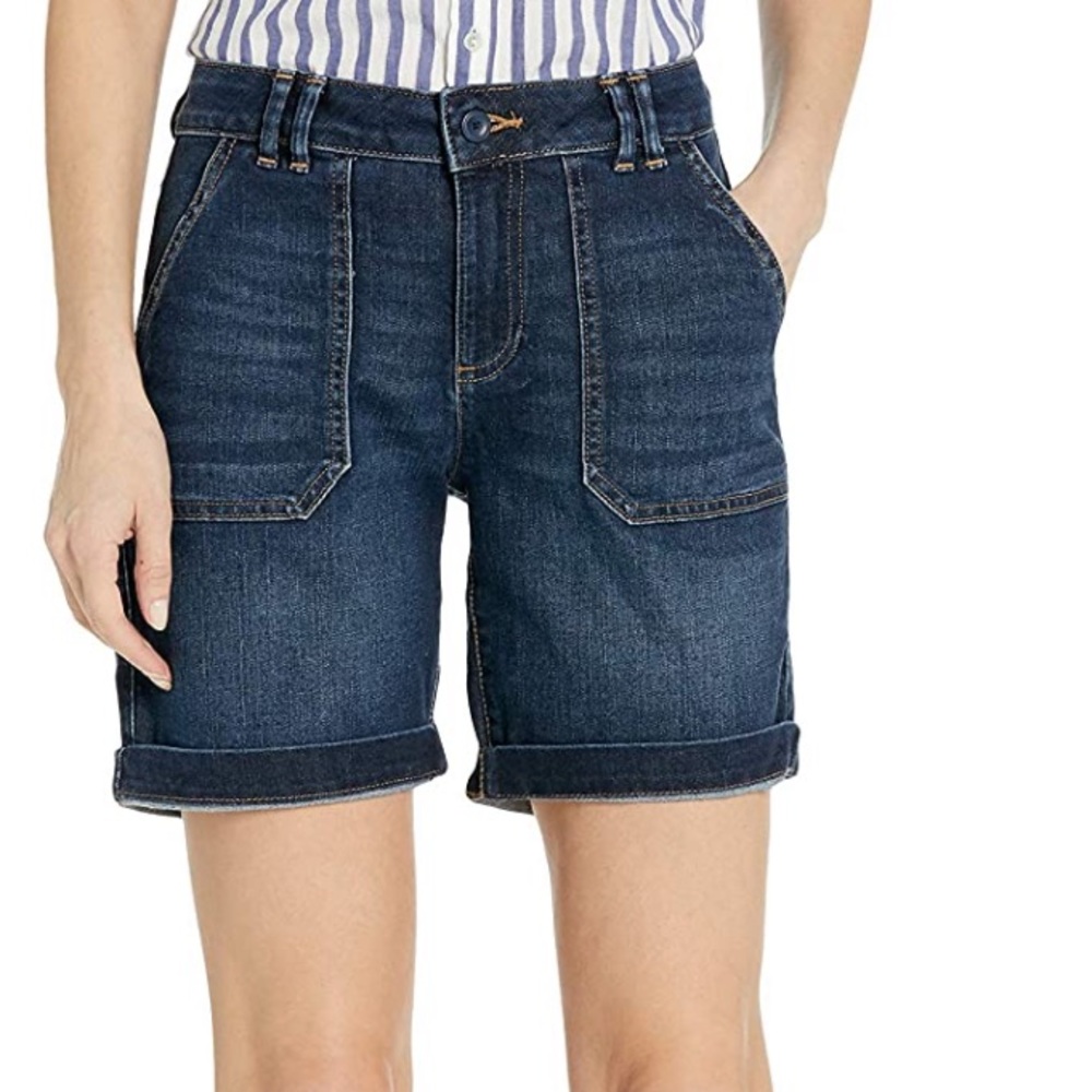 Lee Utility Denim Bermuda Shorts Size 18 NWT Mid Rise Dark Wash Patch Pocket